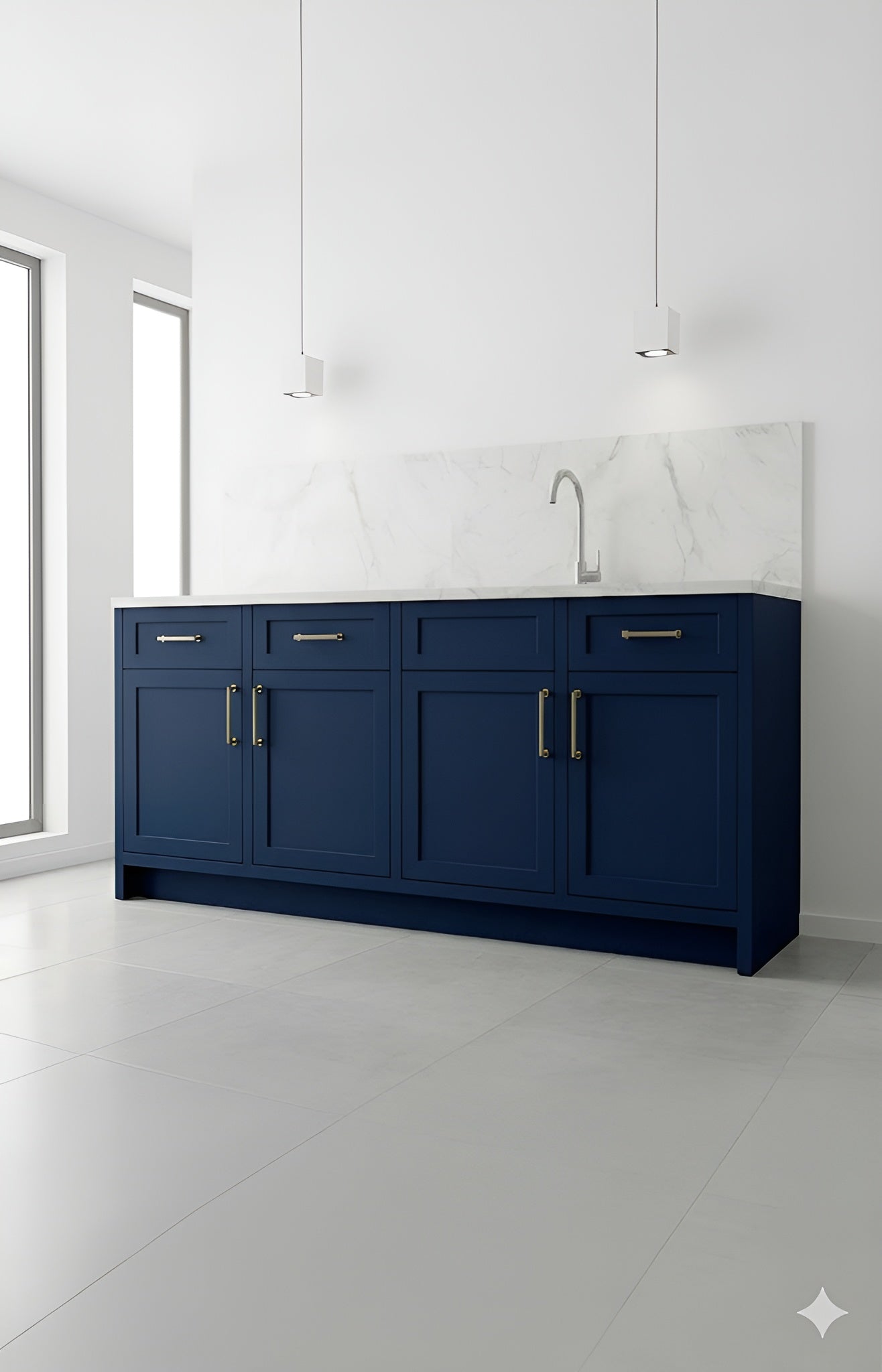 Greek Blue Base Cabinets