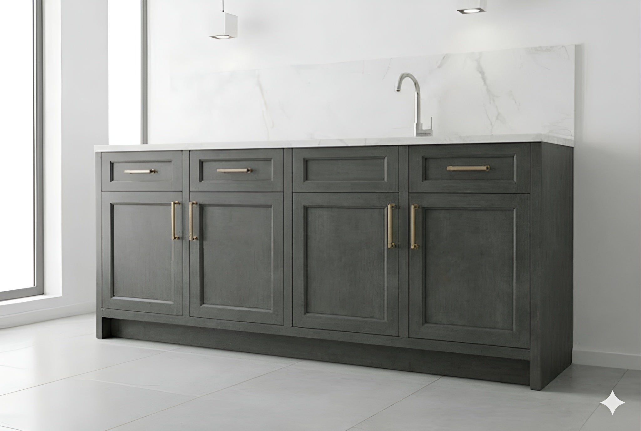 Double Smokey Grey Base Cabinets