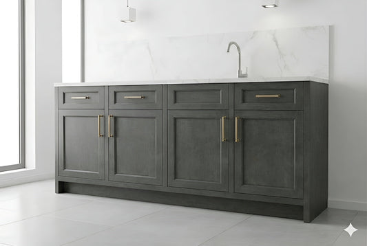 Double Smokey Grey Base Cabinets