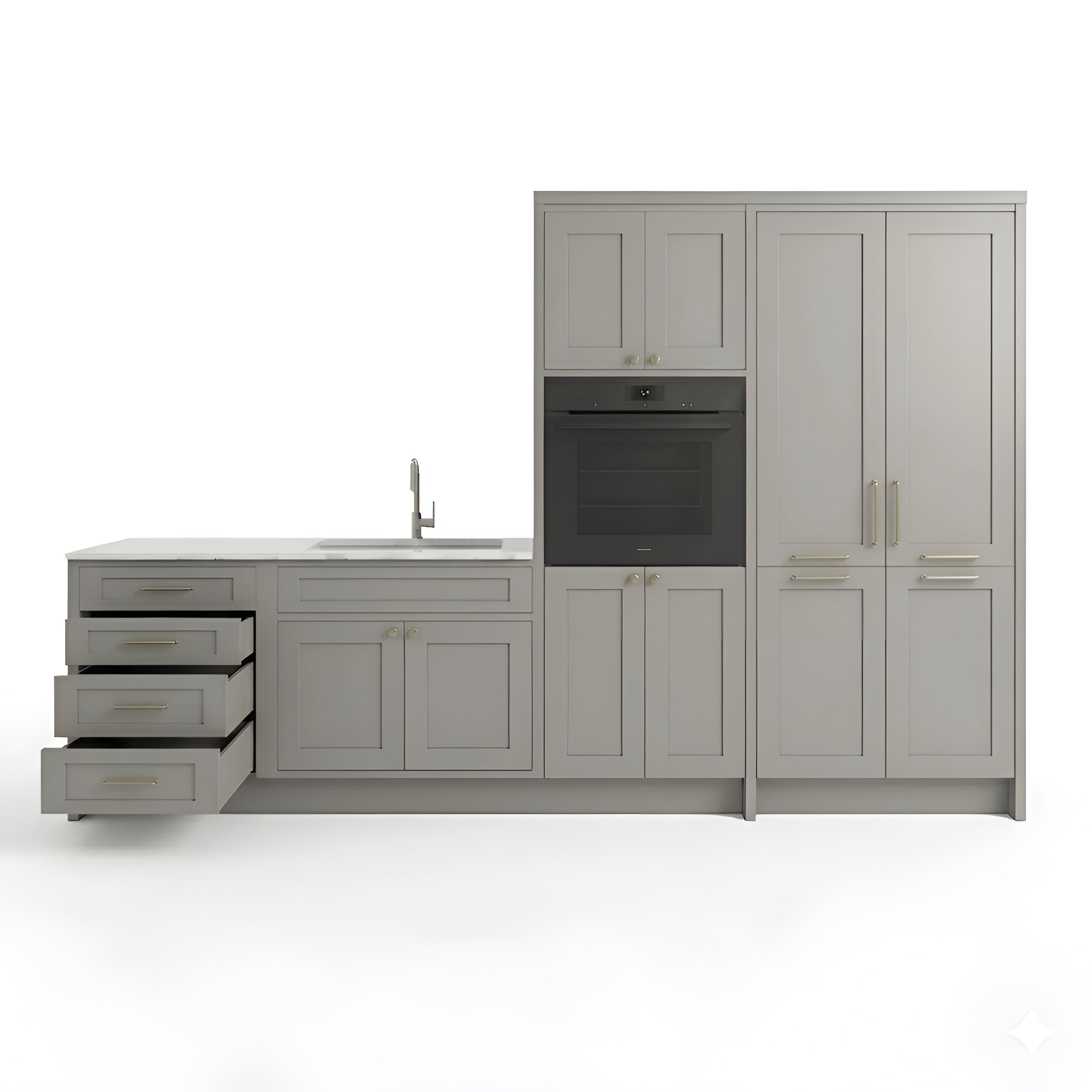 French Grey Oven and Pantry Cabinets