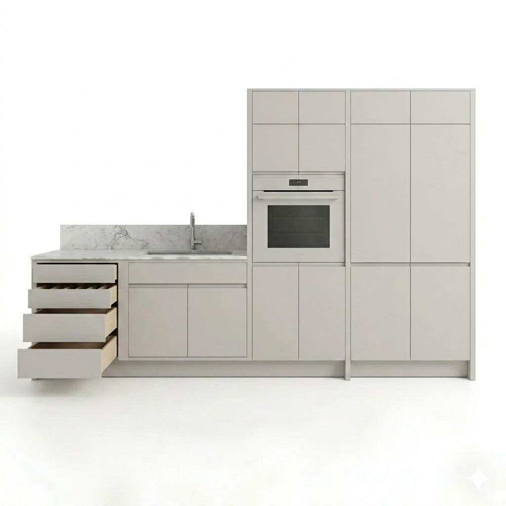 Matte Ivory Oven and Pantry Cabinets
