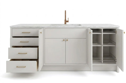 Matte Ivory Vanity Cabinets