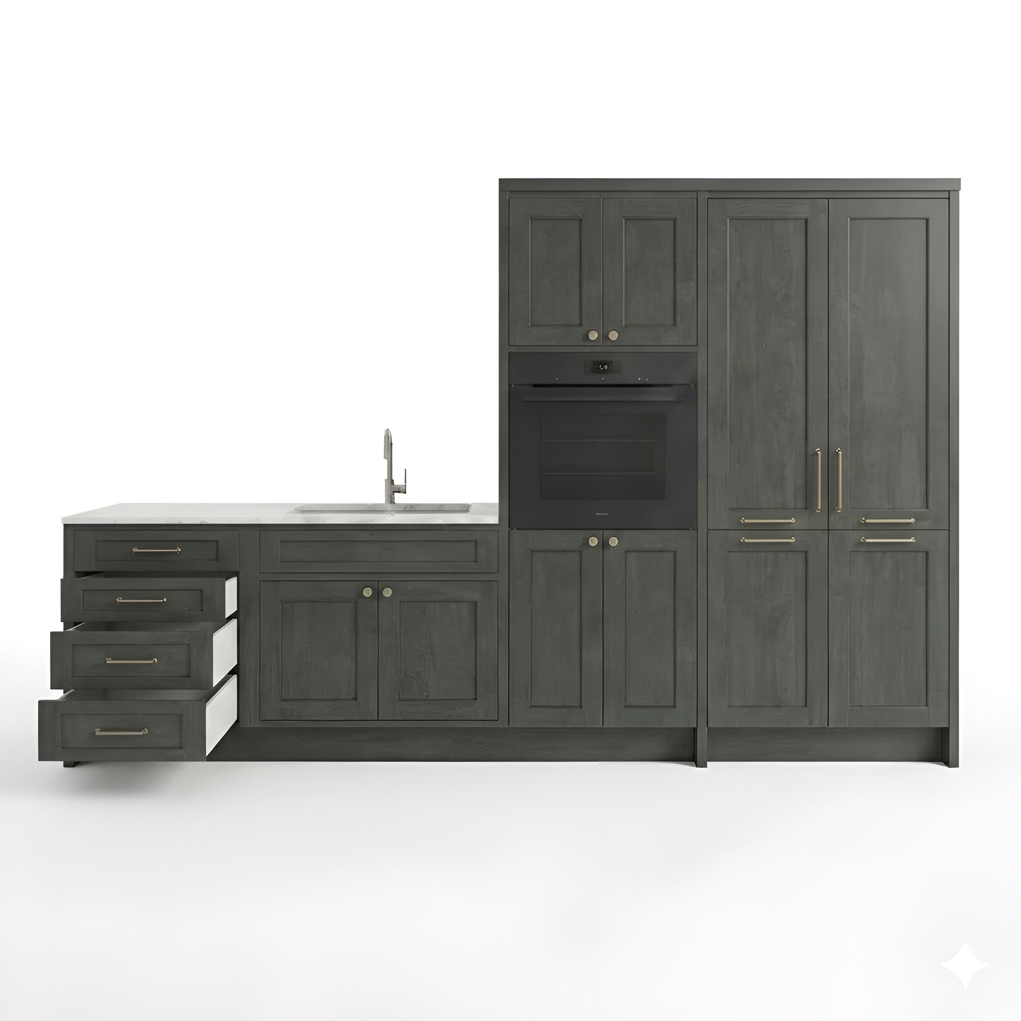 Double Smokey Grey Oven and Pantry Cabinets