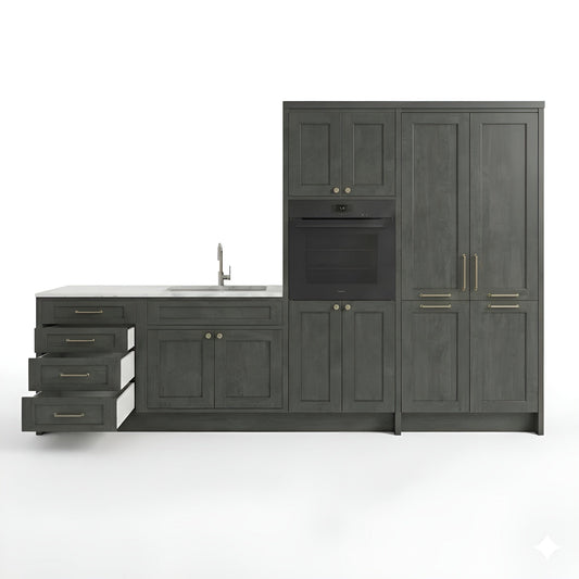 Double Smokey Grey Oven and Pantry Cabinets