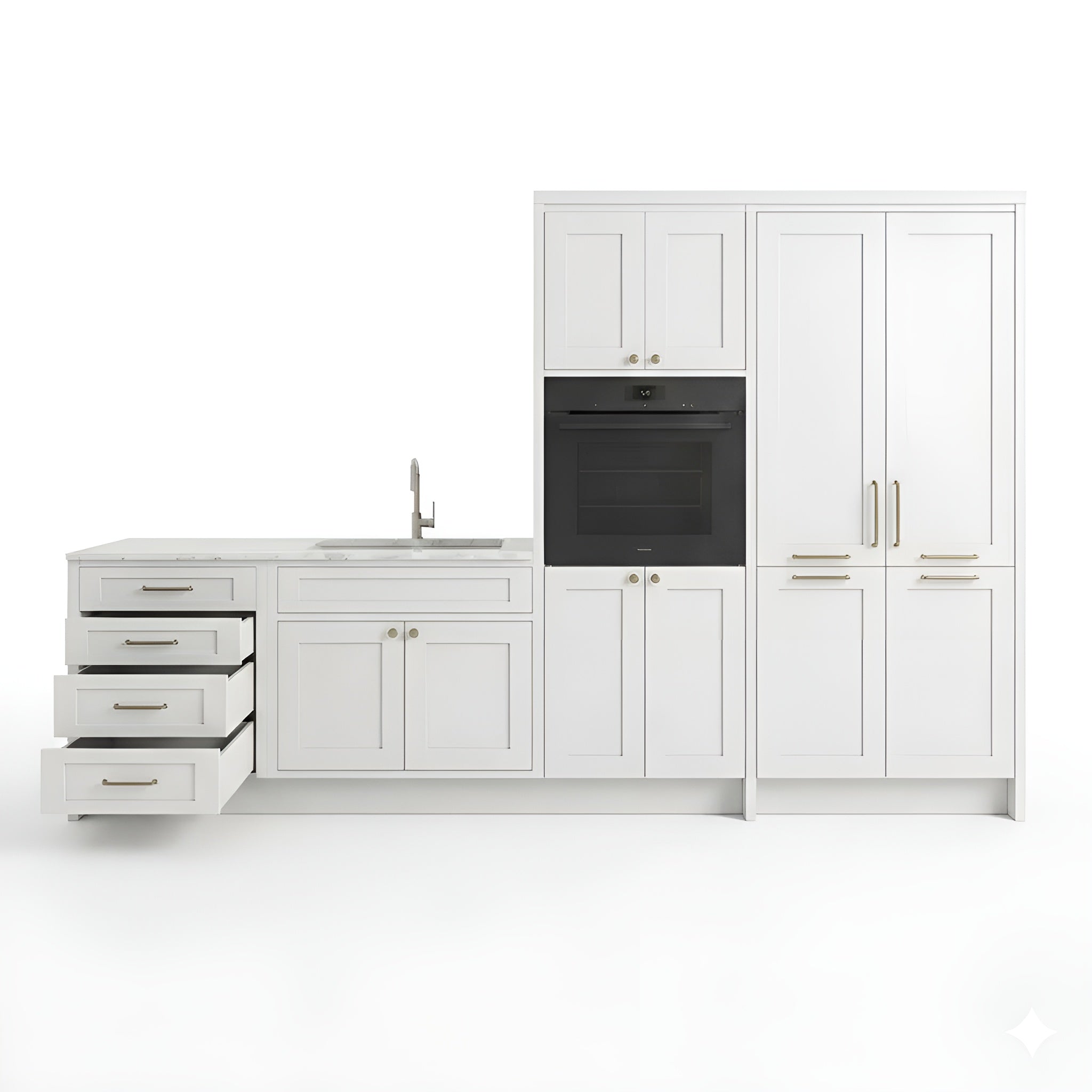 Slim Dove White Oven and Pantry Cabinets