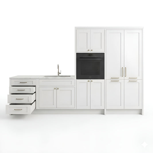 Slim Dove White Oven and Pantry Cabinets