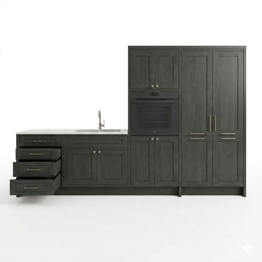 Smokey Ash Oven and Pantry Cabinet