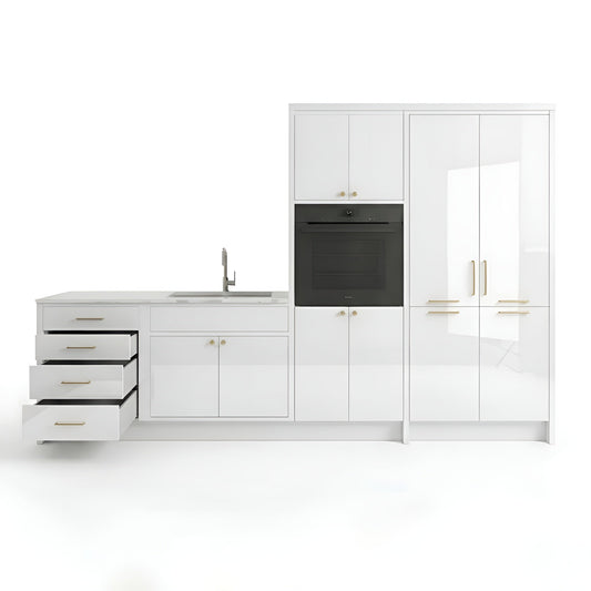 High Gloss White Oven and Pantry Cabinets
