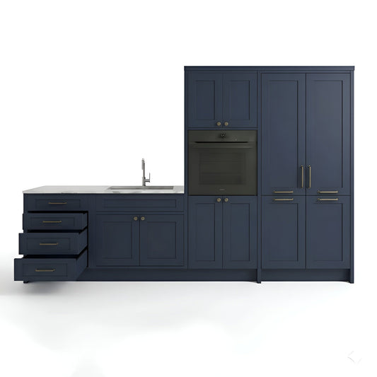 Navy Blue Oven and Pantry Cabinets