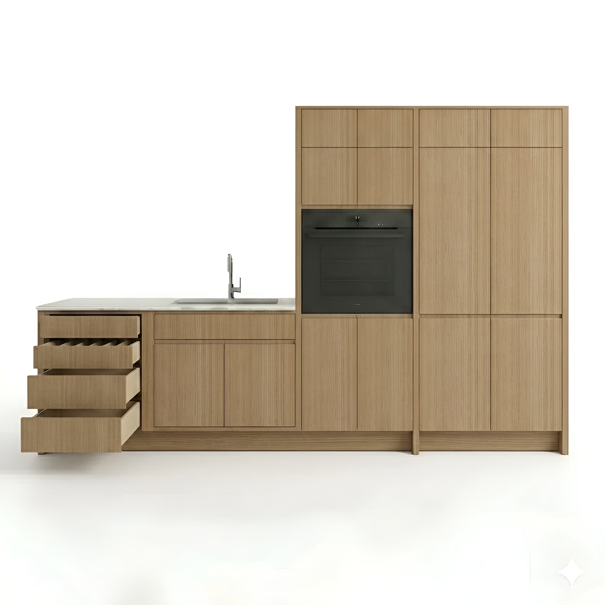 Oak Blonde Oven and Pantry Cabinets
