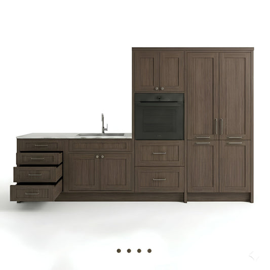 Slim Amber Oak Oven and Pantry Cabinets