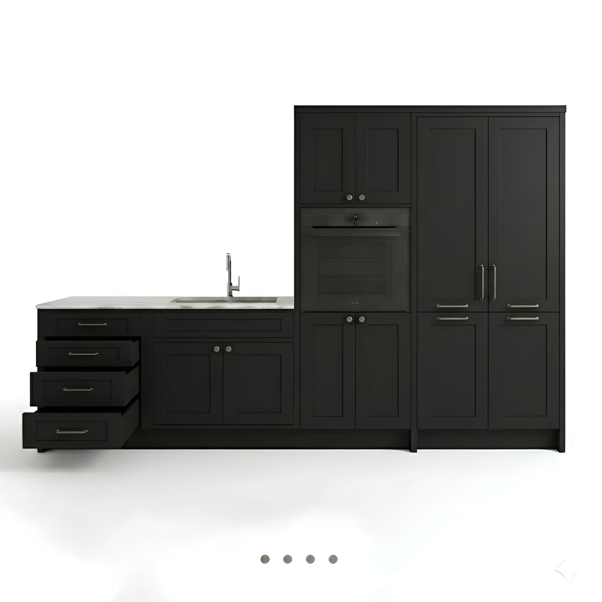 Slim Iron Black Oven and Pantry Cabinets