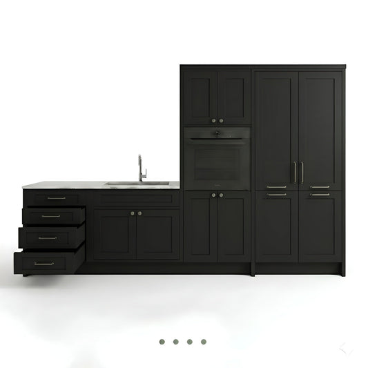 Slim Iron Black Oven and Pantry Cabinets