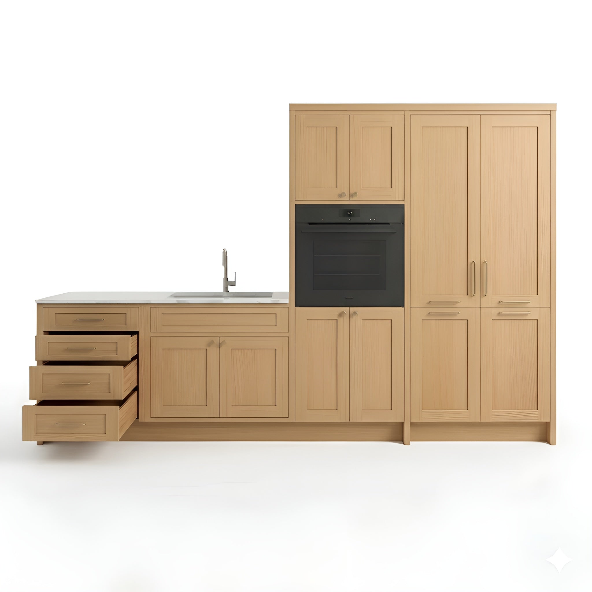 Slim Shaker Oak Oven and Pantry Cabinets