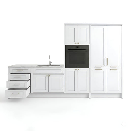 Slim Shaker White Oven and Pantry Cabinets