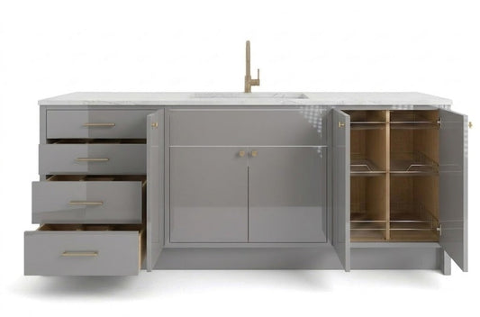High Gloss Gray Vanity Cabinets