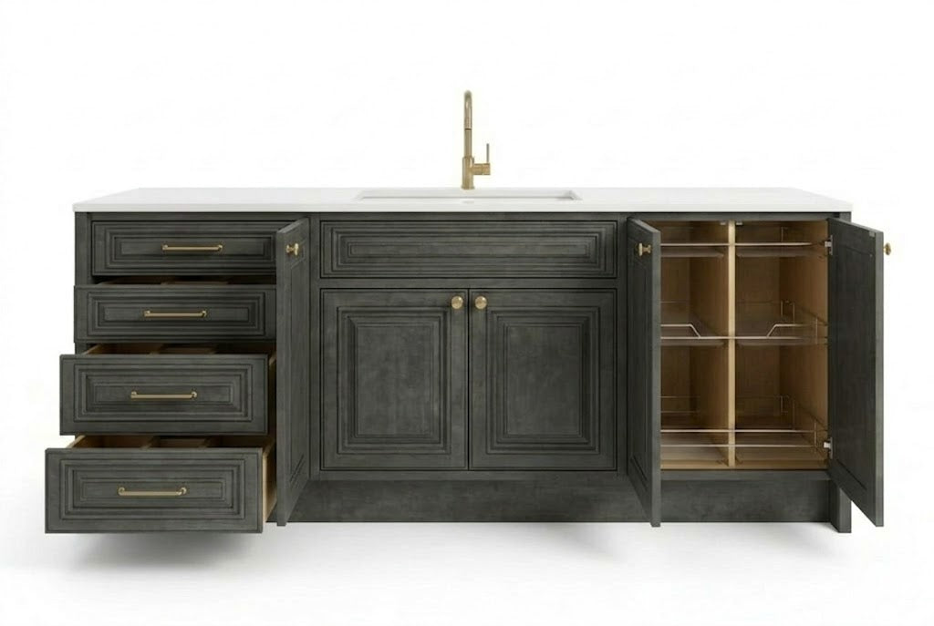 Double Smokey Grey Vanity Cabinets