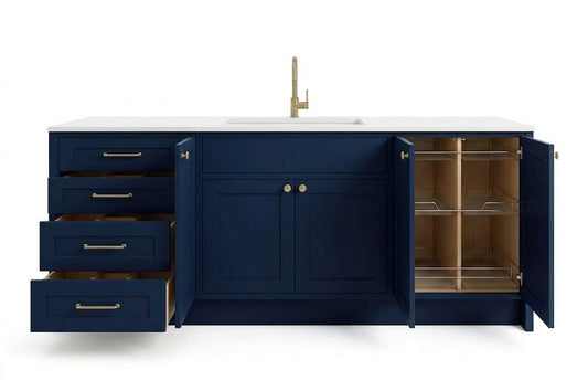 Greek Blue Vanity Cabinets