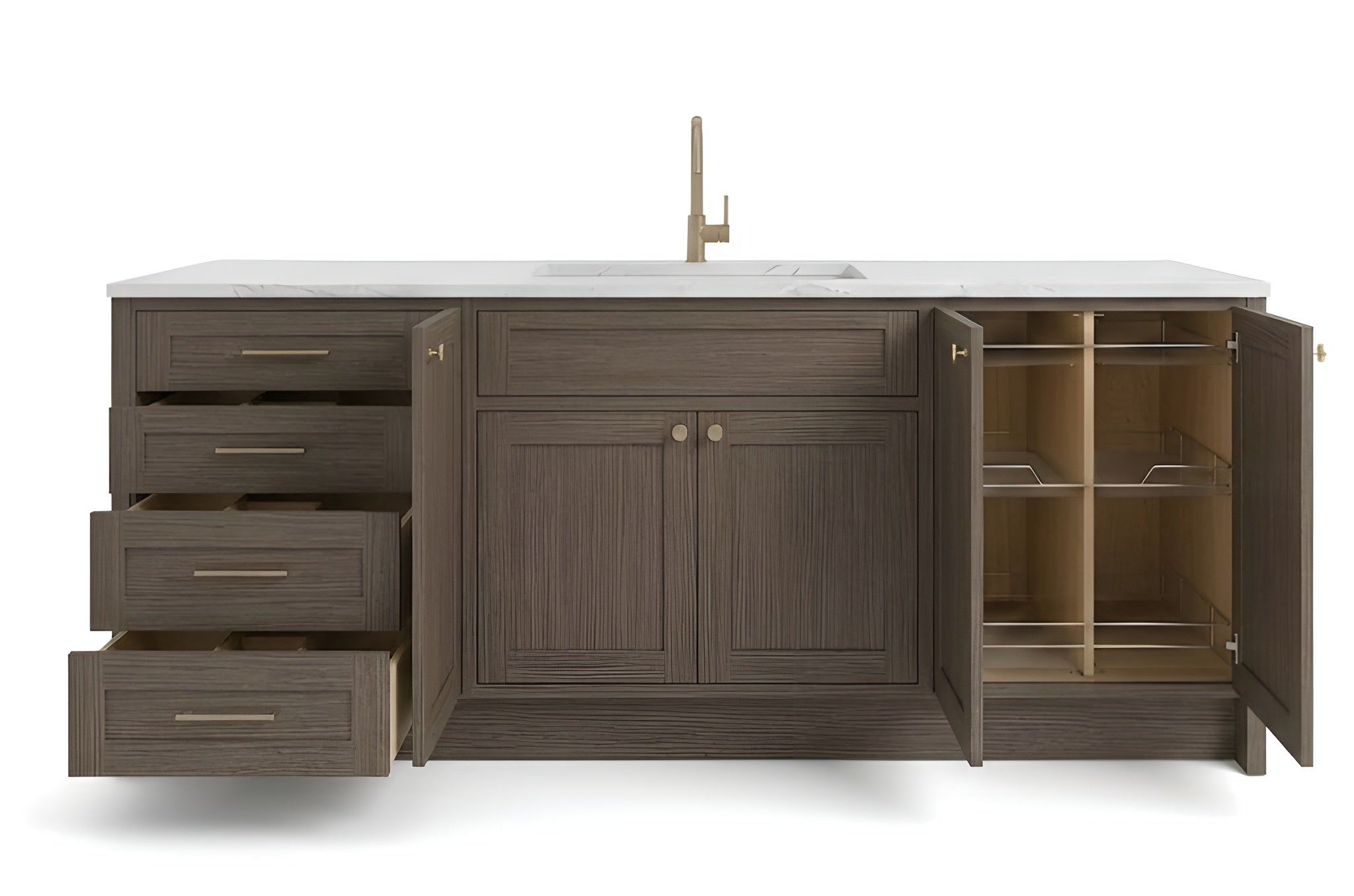 Slim Amber Oak Vanity Cabinets