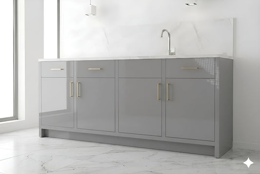 High Gloss Gray Wall Cabinets