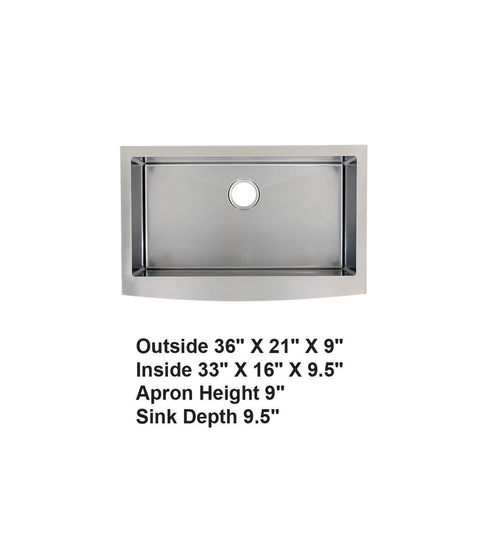 Single Bowl Farmhouse Apron Front Stainless Steel Sink
