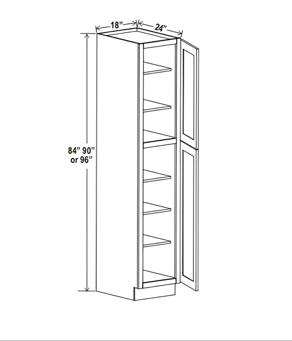 Matte Black 18"W Two Single Door Utility Pantry Cabinet