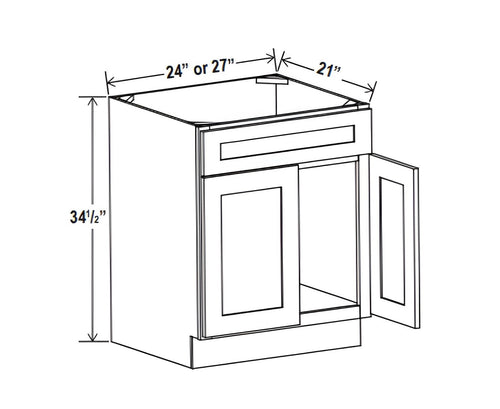 Smokey Ash- Vanity Sink Base Cabinet