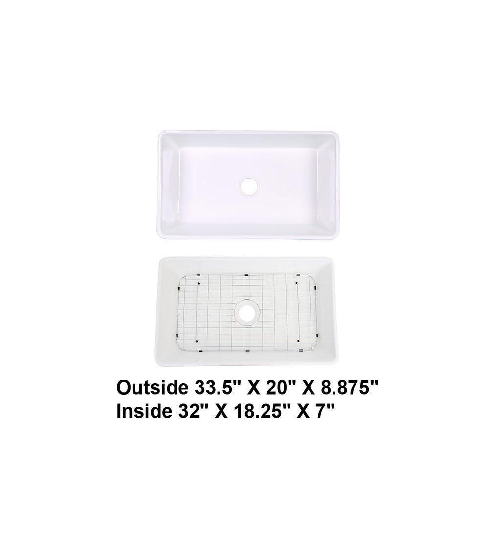 Single Bowl Farmhouse Porcelain Sink White