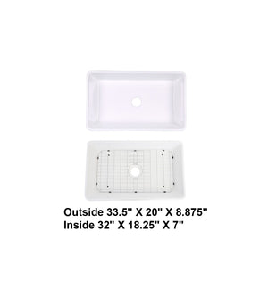 Single Bowl Farmhouse Porcelain Sink White