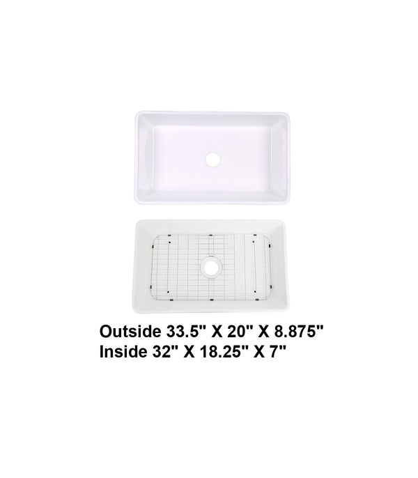 Single Bowl Farmhouse Porcelain Sink White