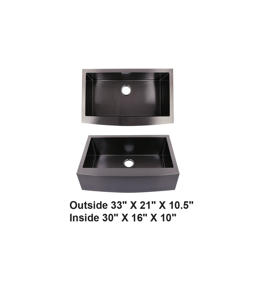 Black Single Bowl Farmhouse Apron Front Stainless Steel Sink