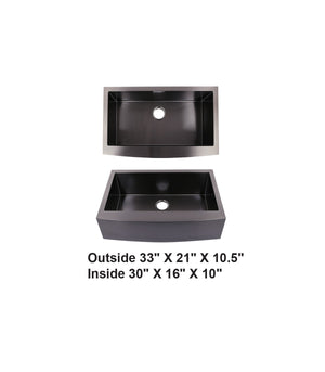 Black Single Bowl Farmhouse Apron Front Stainless Steel Sink