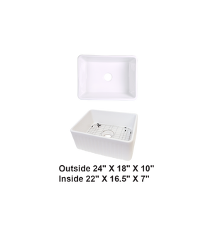 Single Bowl Farmhouse Porcelain Sink White