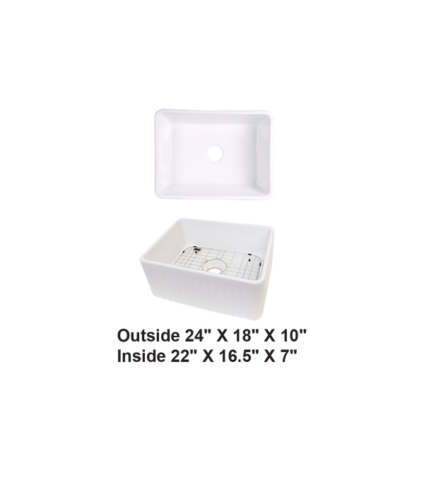 Single Bowl Farmhouse Porcelain Sink White