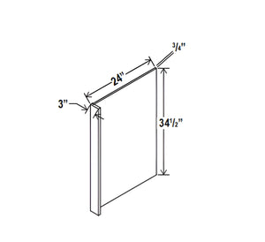 French Grey- Dishwasher Return Panel w/3"W Filler - 24"W X 34- 1/2"H X 1/2"D