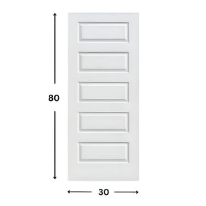 5-panel Prehung Solid Moulded Door (80"  height)