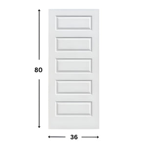 5-panel Prehung Solid Moulded Door (80"  height)