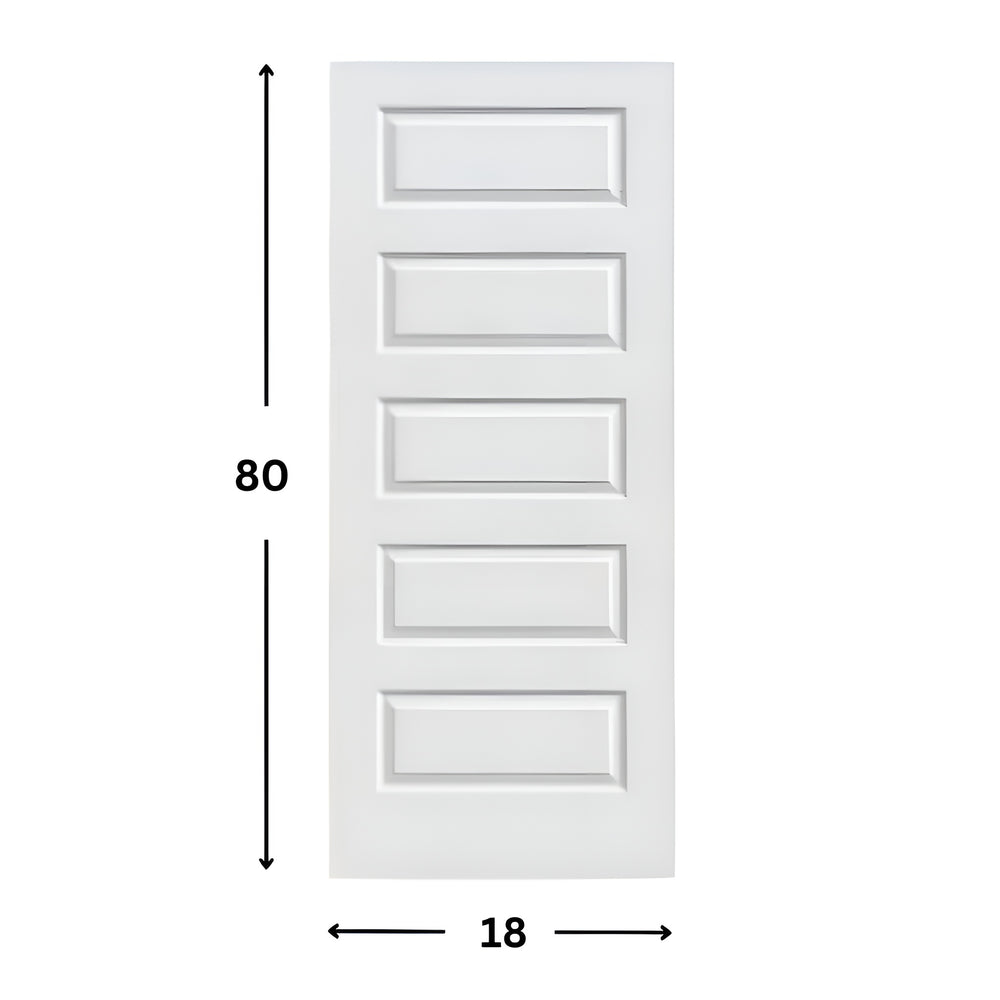 Puerta moldeada de núcleo hueco de 5 paneles con imprimación blanca