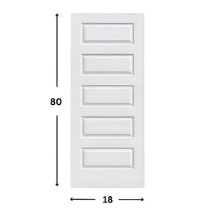 5-panel Prehung Hollow Moulded Door (80" height)
