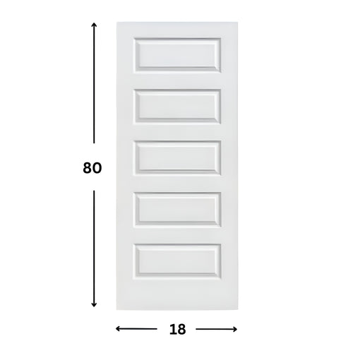 5-panel Prehung Hollow Moulded Door (80" height)