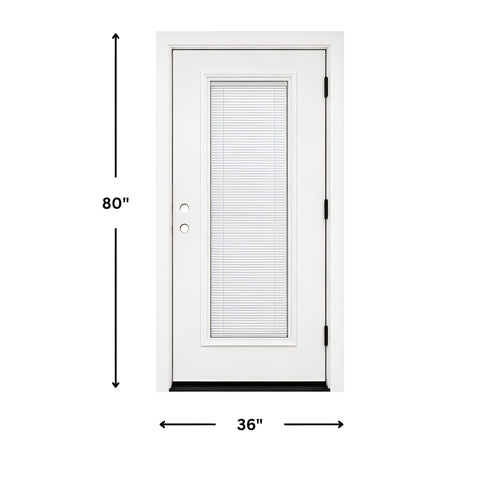 36 x 80 Full Blinds Fiberglass Exterior Prehung Door