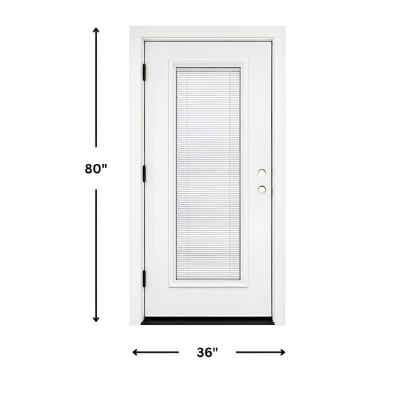 36 x 80 Full Blinds Fiberglass Exterior Prehung Door