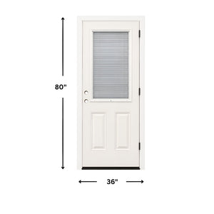 36 x 80 Half Blinds Fiberglass Exterior Prehung Door