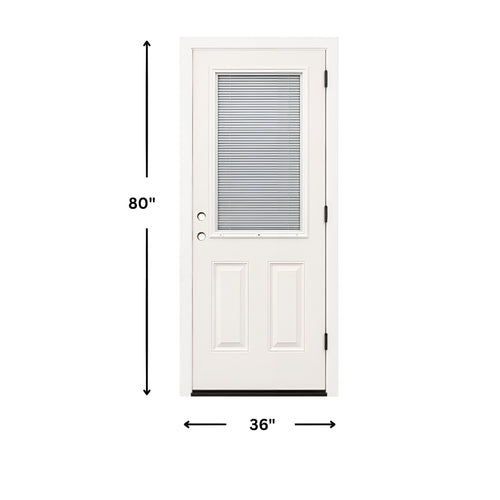 36 x 80 Half Blinds Fiberglass Exterior Prehung Door