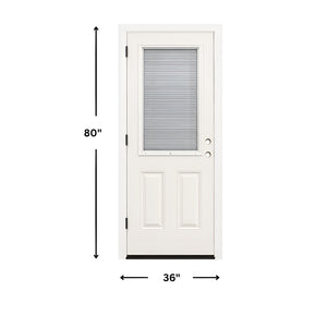 36 x 80 Half Blinds Fiberglass Exterior Prehung Door