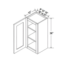 Smokey Ash- 36"H Single Door Wall Cabinet