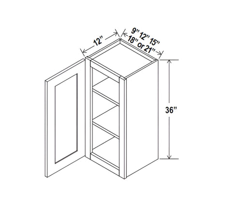 Smokey Ash- 36"H Single Door Wall Cabinet