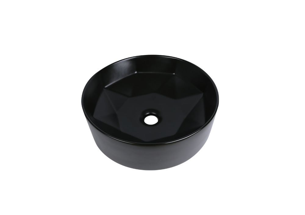 AD-C48-Black-Vessel Round Ceramic Matte Black