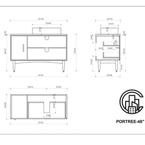 TOCADOR DE BAÑO PORTREE DE 48” EN NOGAL