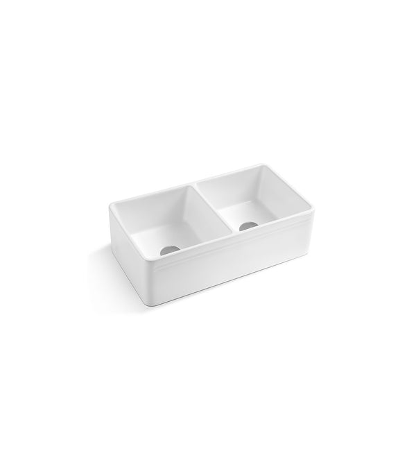 Double Bowl Farmhouse Porcelain Sink White
